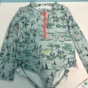 Carter's Just One You Toddler Girls' Scenic One Piece Rash Guard - Blue 4T